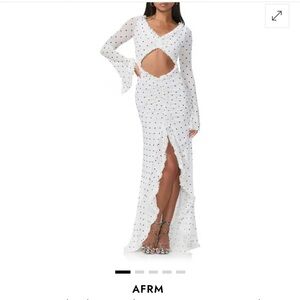 AFRM - Cat Ruched Semisheer Maxi Dress - Blanc Micro Dot